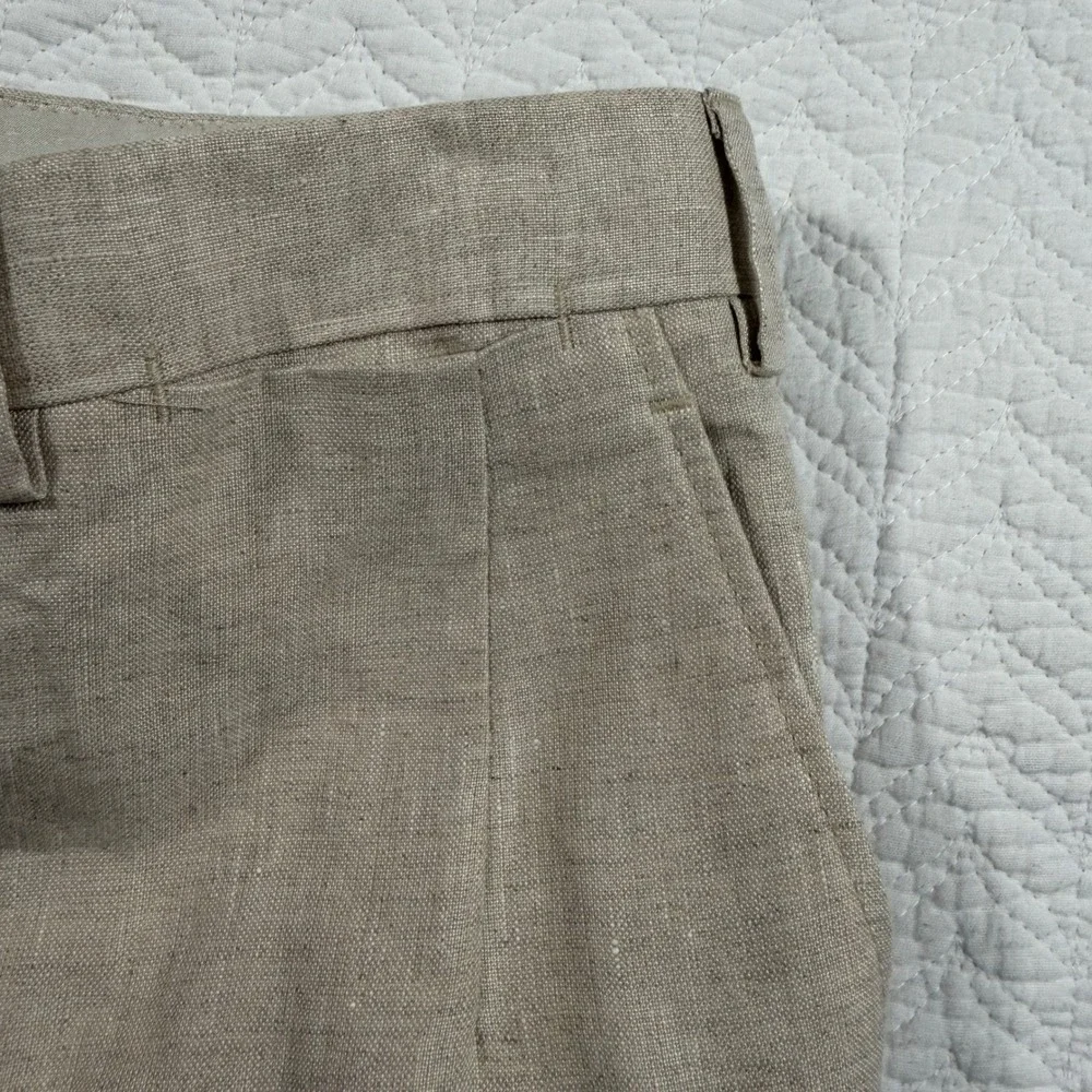 Brioni Cannes 100% Linen Pants Trousers Mens 34 Unhemmed Beige Made in Italy NWT